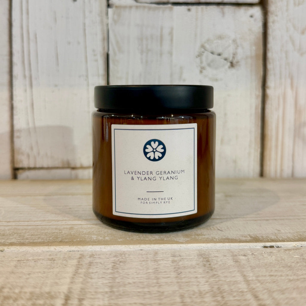 Lavender, Geranium & Ylang Ylang Candle (120ml) - Simply Rye