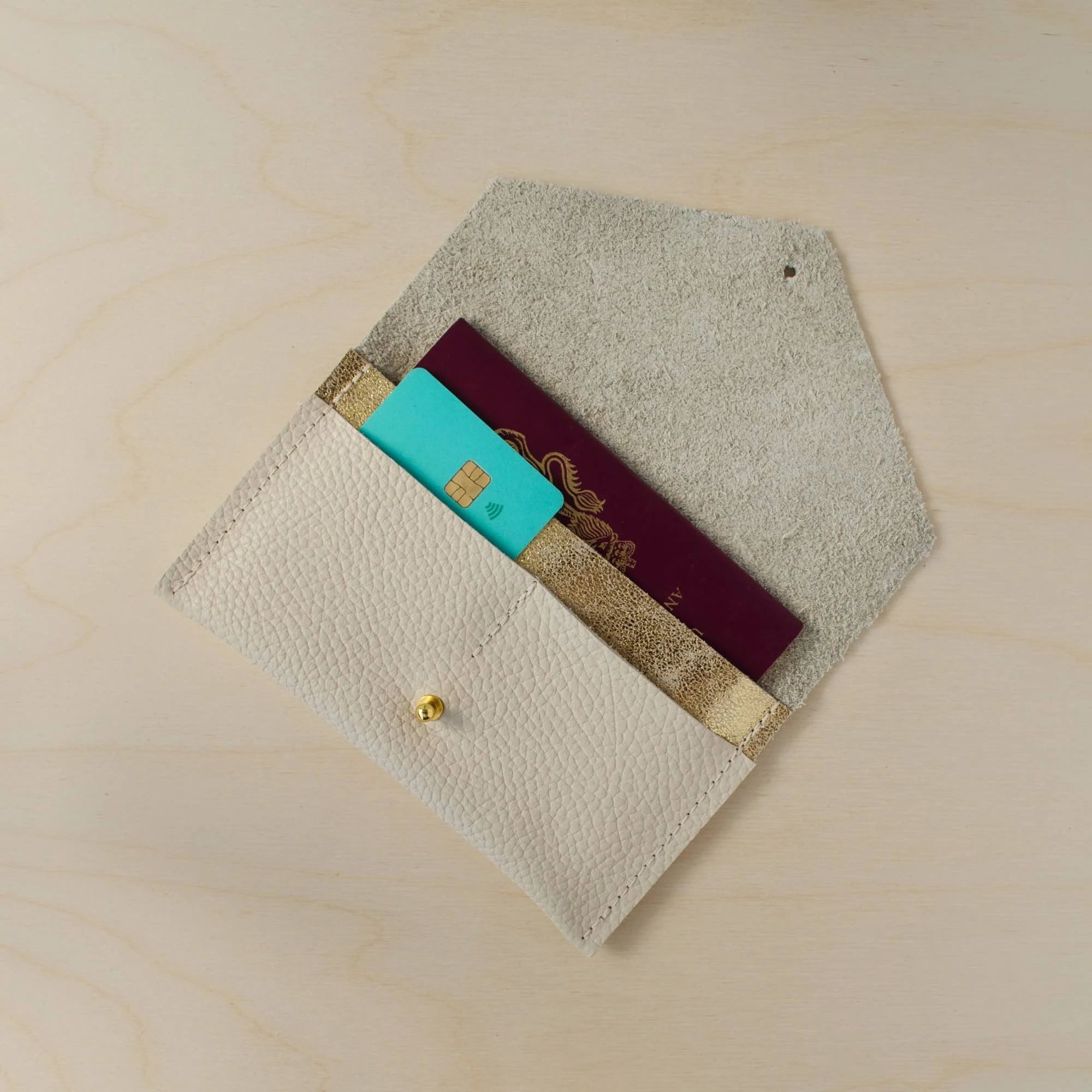 Leather Passport Holder - Cream - Simply Rye