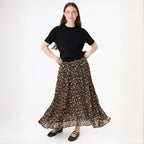 Leopard Print Chiffon Pleated Skirt - Simply Rye