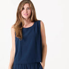 Linen Viscose Button Back Vest - Navy - Simply Rye