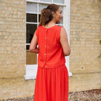Linen Viscose Button Back Vest - Poppy Red - Simply Rye