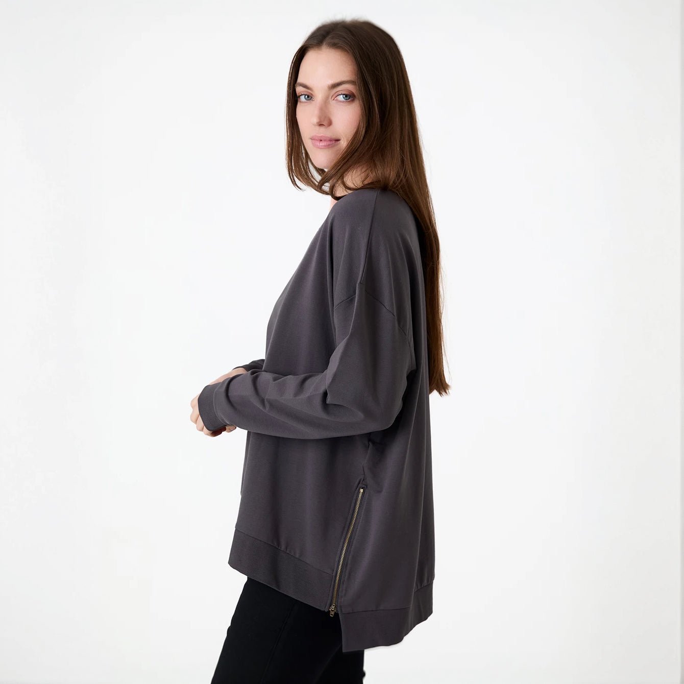 Loopback Zip Sweatshirt - Slate Grey - Simply Rye