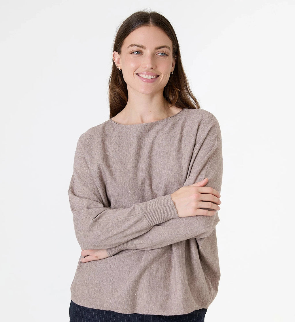 Lurex Cashmere Like Batwing Jumper - Mink - Simply Rye