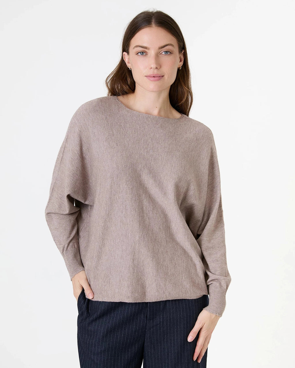 Lurex Cashmere Like Batwing Jumper - Mink - Simply Rye