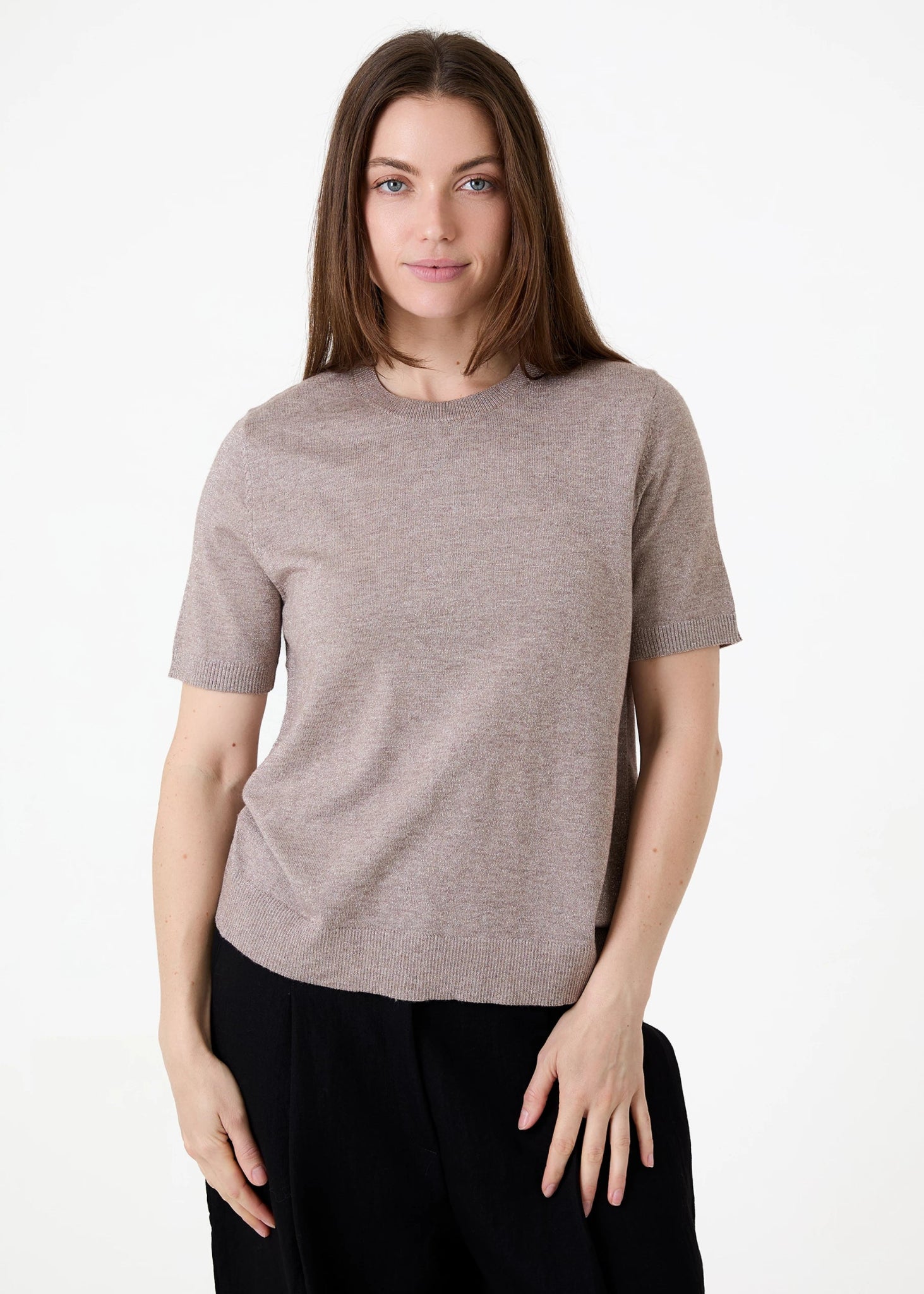 Lurex Short Sleeve Jumper - Simply Rye
