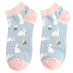 Miss Sparrow Bunnies & Daisies Trainer Socks - Simply Rye