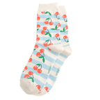 Miss Sparrow Cherries & Stripes Socks - Simply Rye