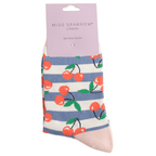 Miss Sparrow Cherries & Stripes Socks - Simply Rye