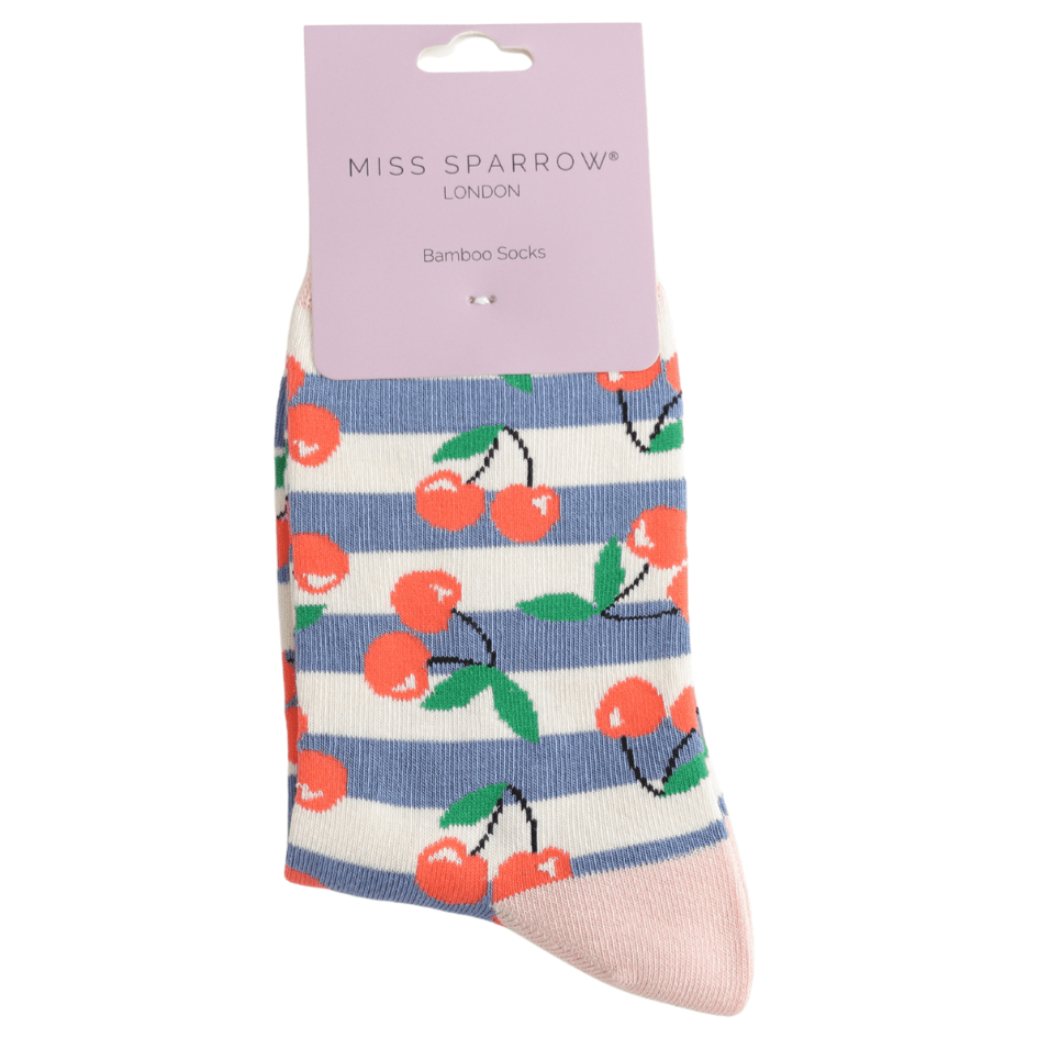 Miss Sparrow Cherries & Stripes Socks - Simply Rye
