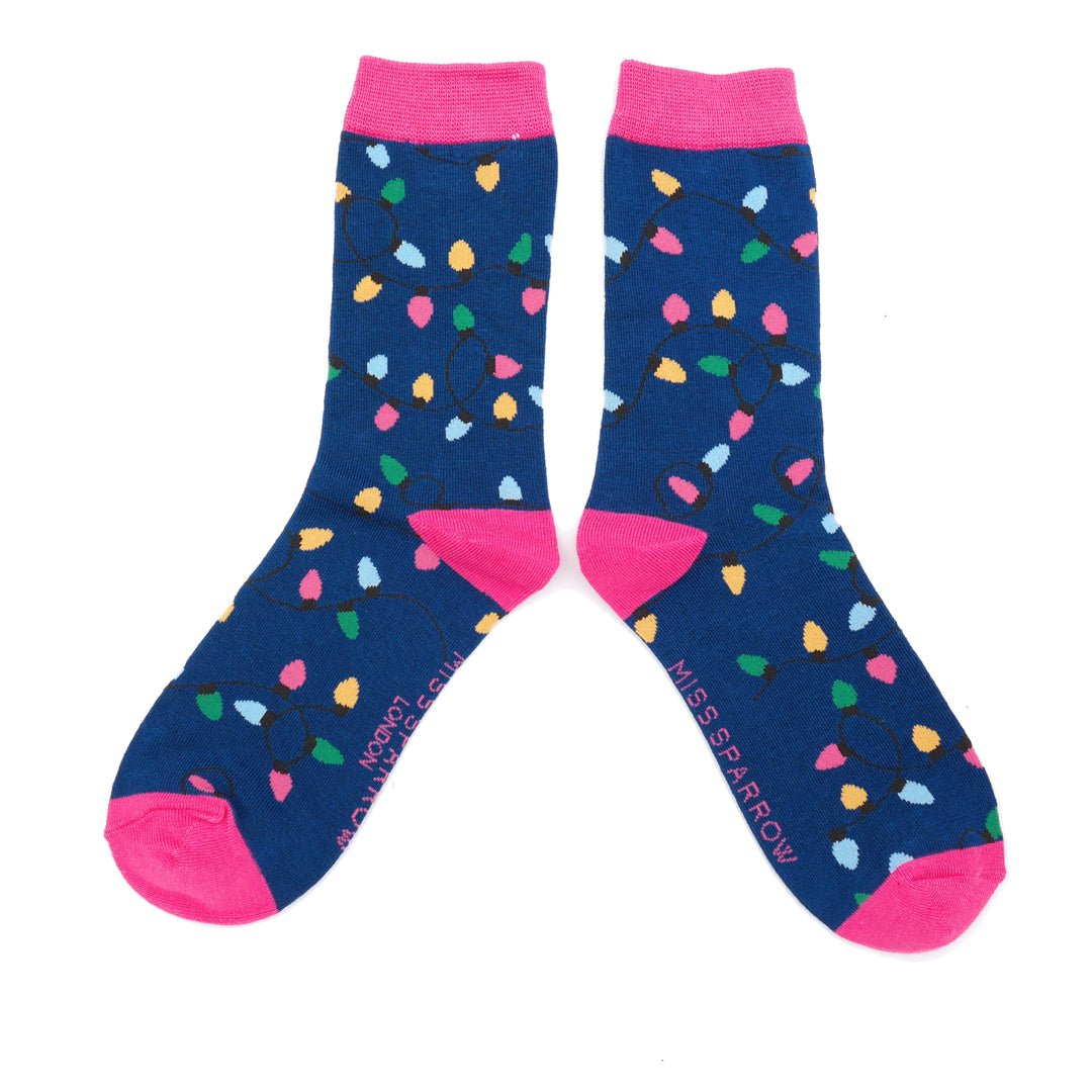 Miss Sparrow Christmas Lights Socks - Simply Rye
