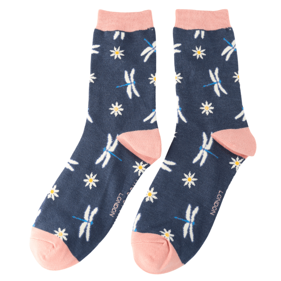 Miss Sparrow Dragonflies & Daisies Socks - Simply Rye