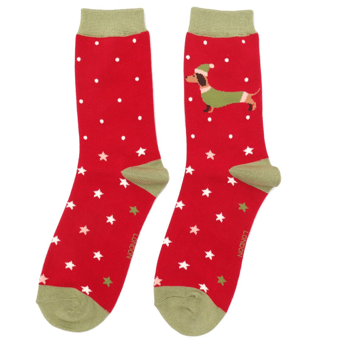 Miss Sparrow Festive Sausage Dog Socks - Simply Rye