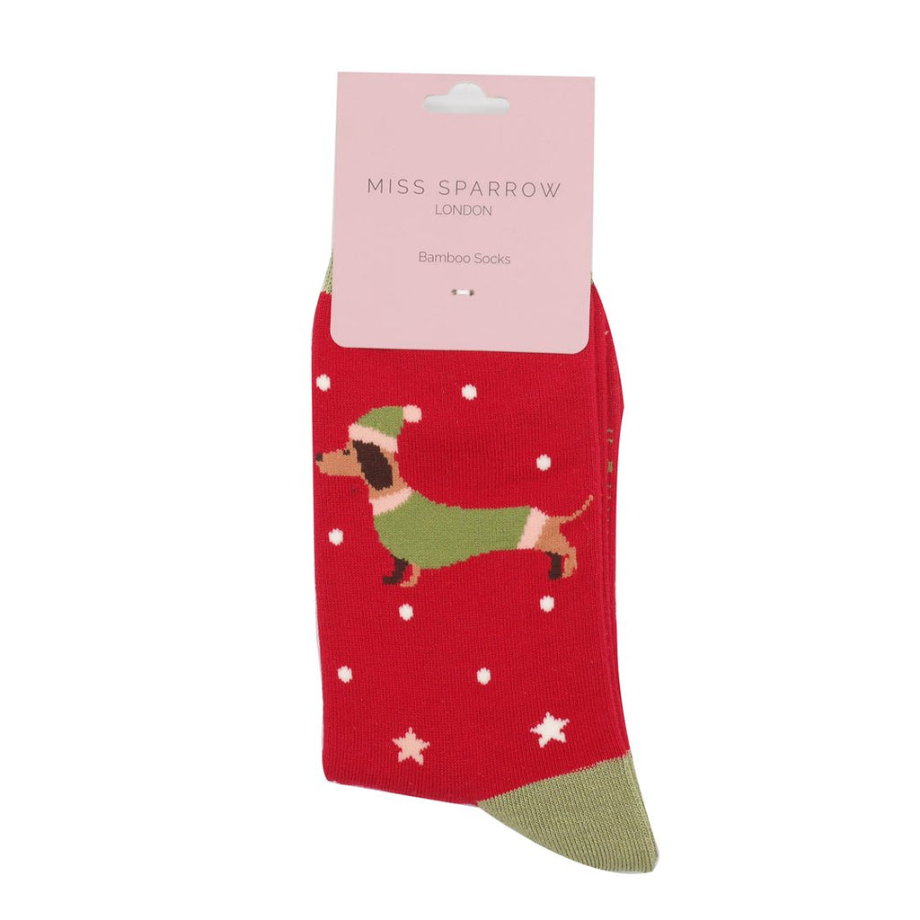 Miss Sparrow Festive Sausage Dog Socks - Simply Rye