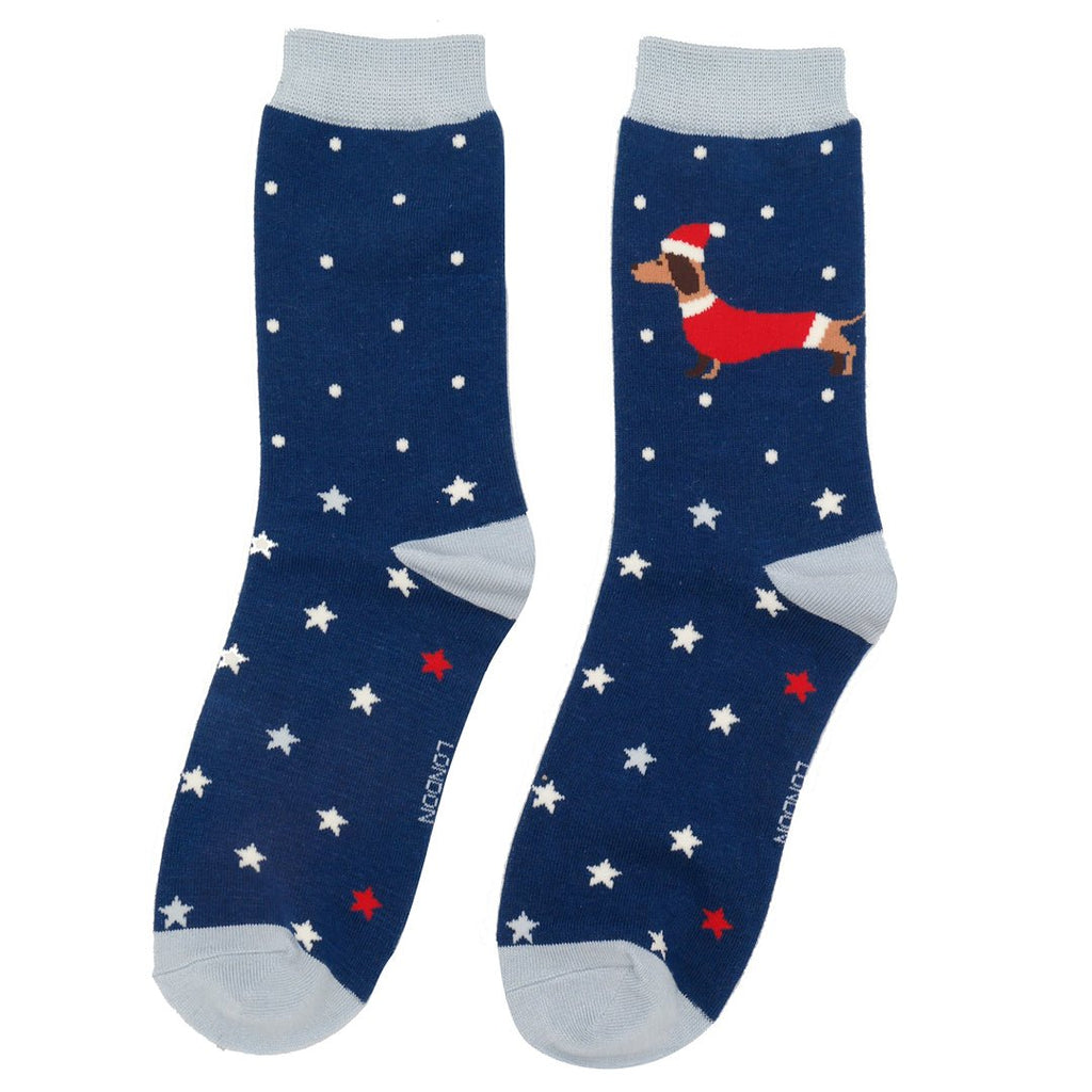 Miss Sparrow Festive Sausage Dog Socks - Simply Rye