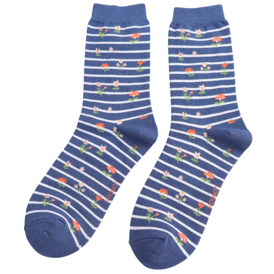Miss Sparrow Floral Stripes Socks - Simply Rye