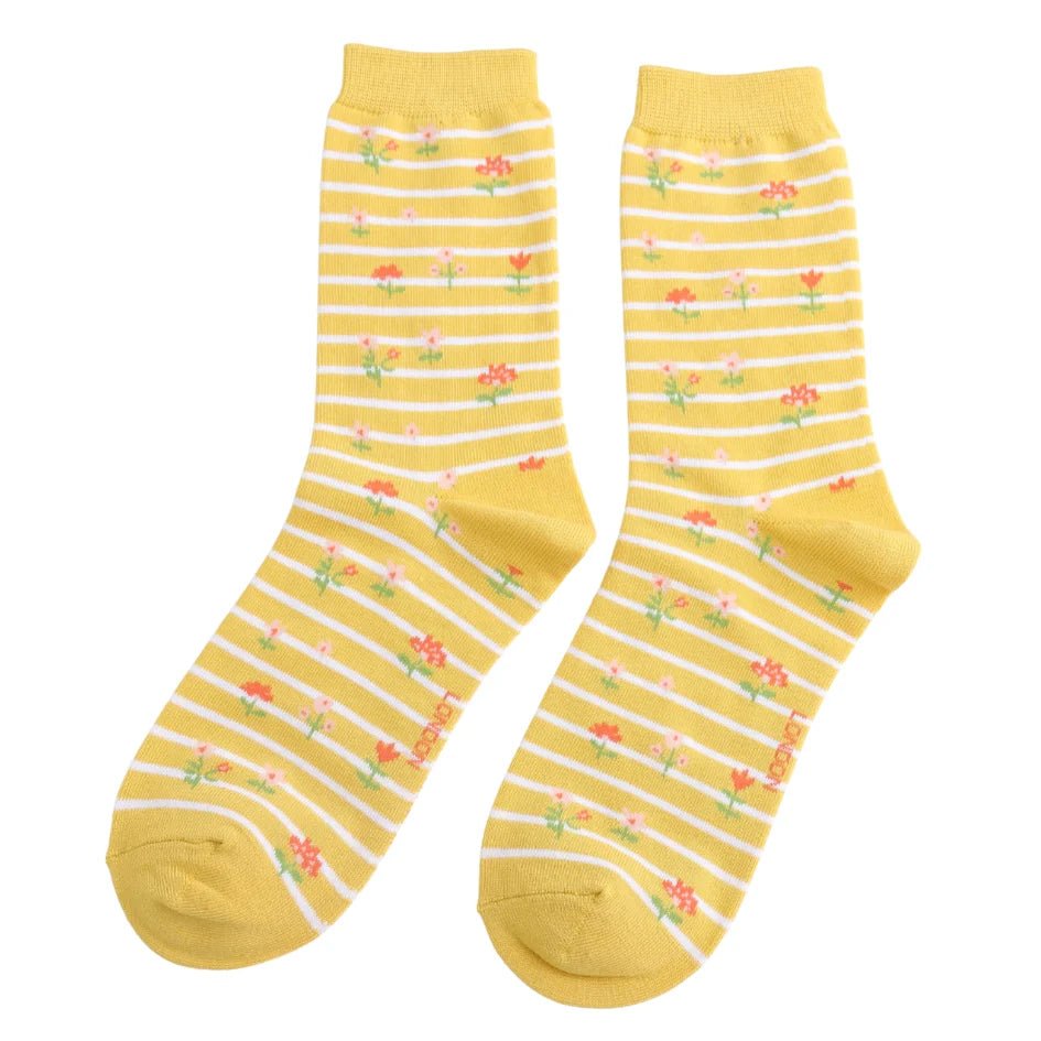 Miss Sparrow Floral Stripes Socks - Simply Rye