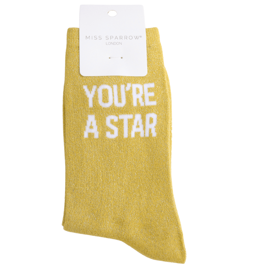 Miss Sparrow Glitter Socks - You’re A Star - Simply Rye