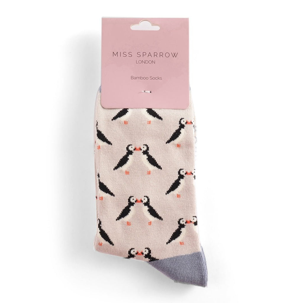 Miss Sparrow Kissing Puffins Socks - Simply Rye