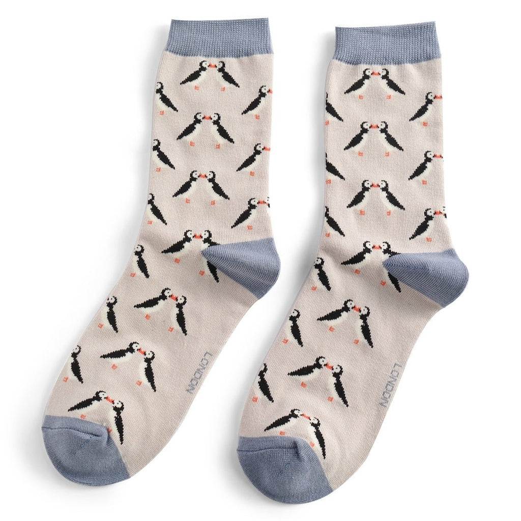 Miss Sparrow Kissing Puffins Socks - Simply Rye