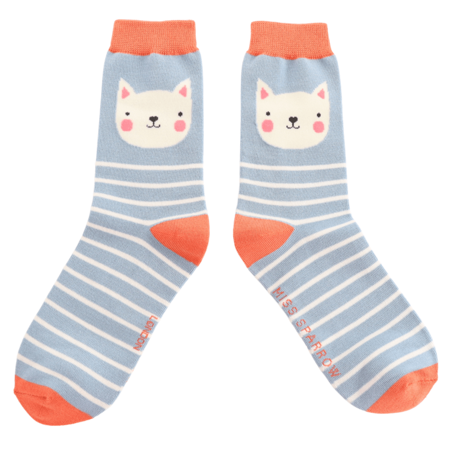 Miss Sparrow Kitty Stripes Socks - Simply Rye