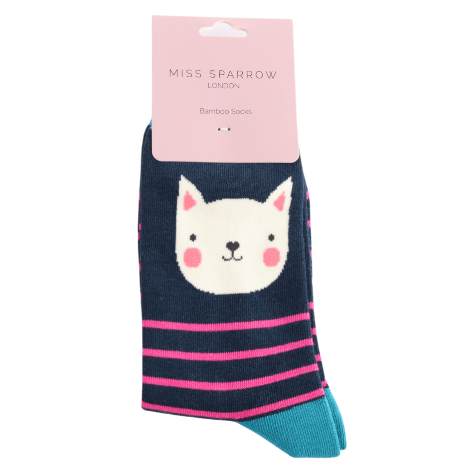 Miss Sparrow Kitty Stripes Socks - Simply Rye