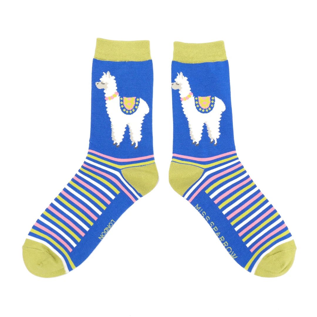 Miss Sparrow Llama Stripes Socks - Simply Rye