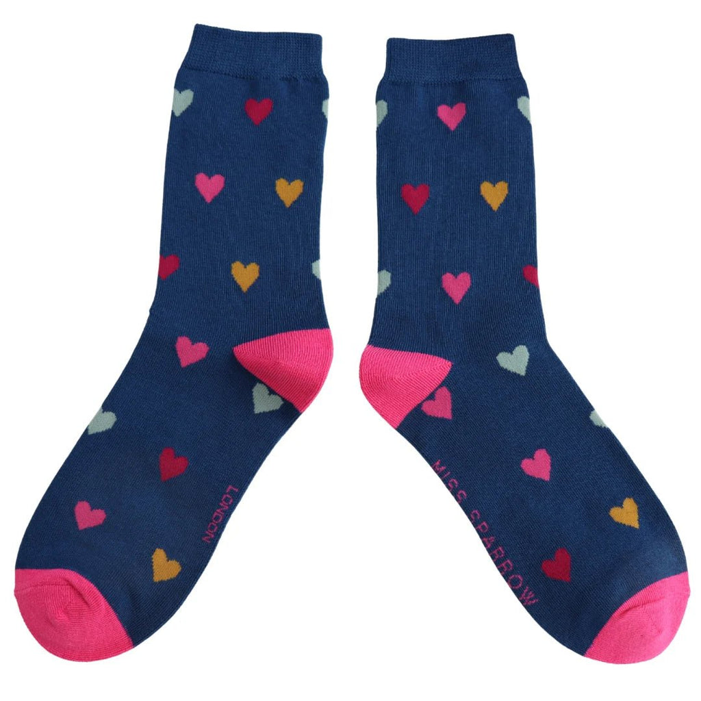 Miss Sparrow Multi Hearts Socks - Simply Rye