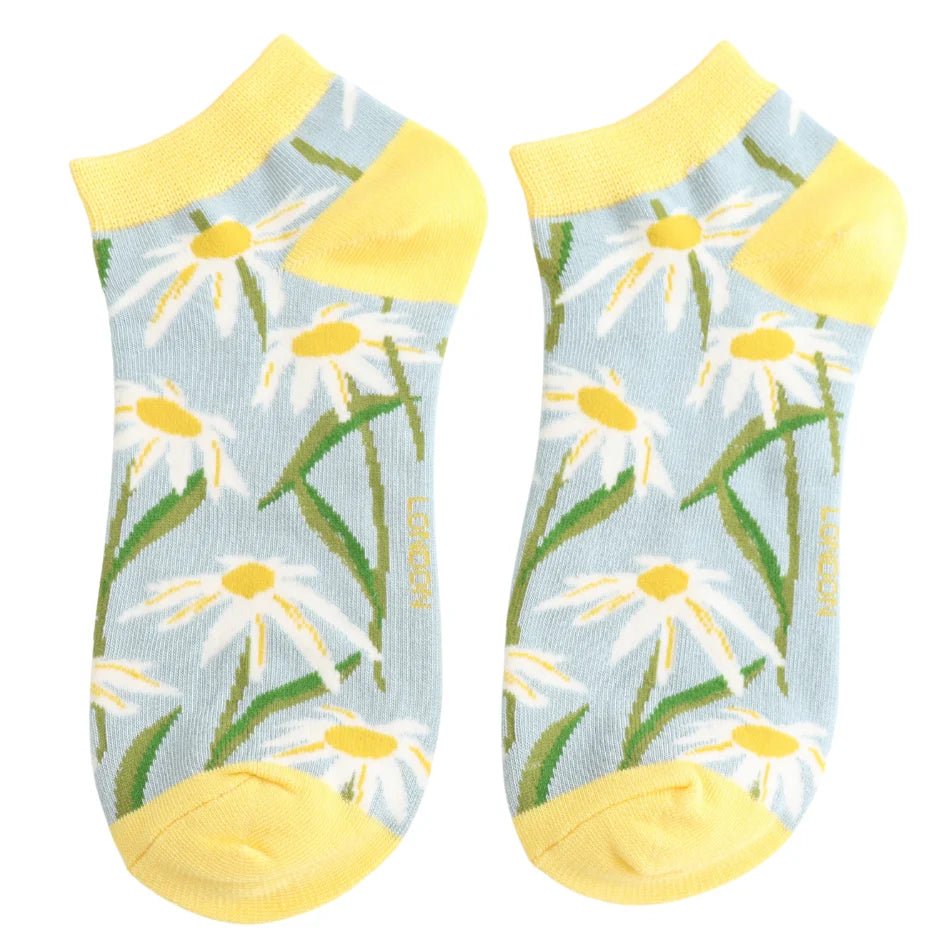 Miss Sparrow Oxeye Daisies Trainer Socks - Simply Rye