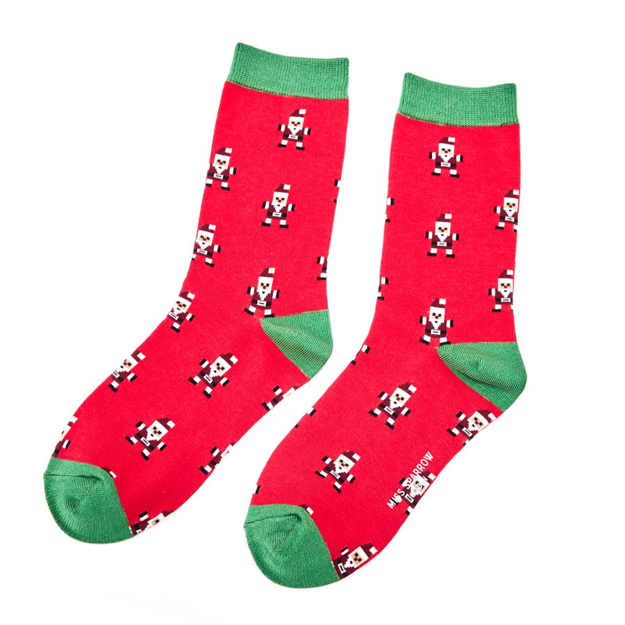 Miss Sparrow Pixel Santa Socks - Simply Rye