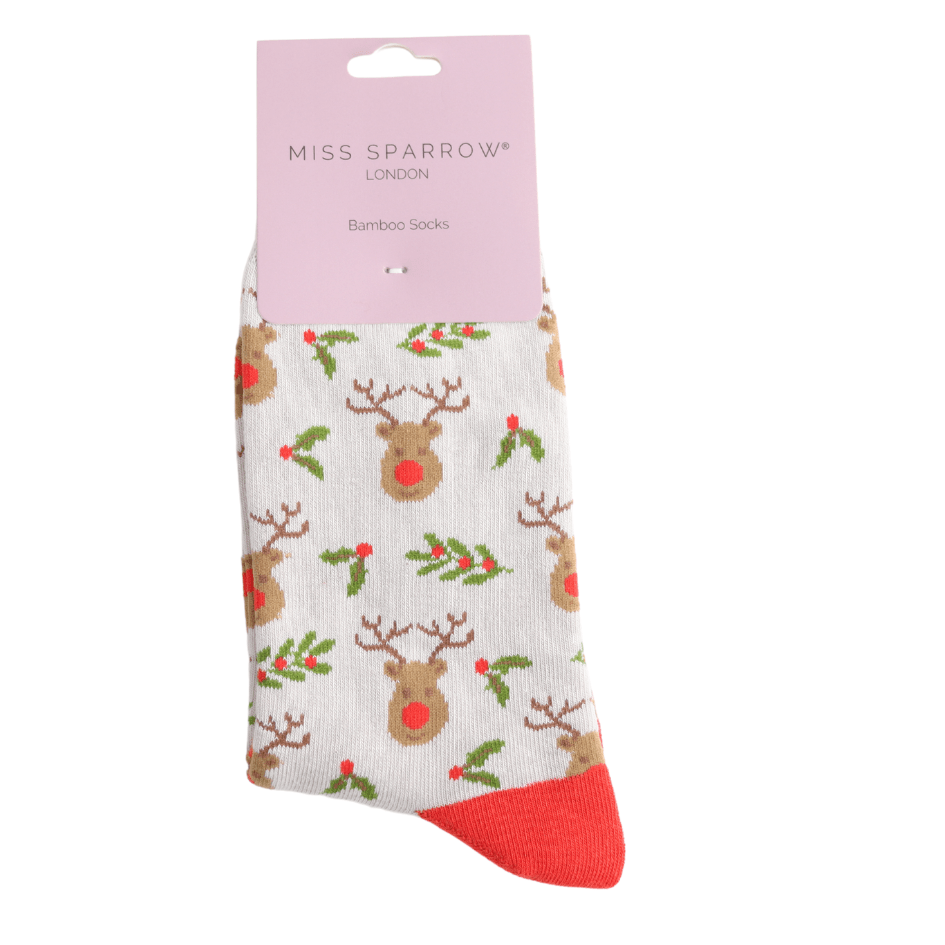 Miss Sparrow Reindeer & Holly Socks - Simply Rye