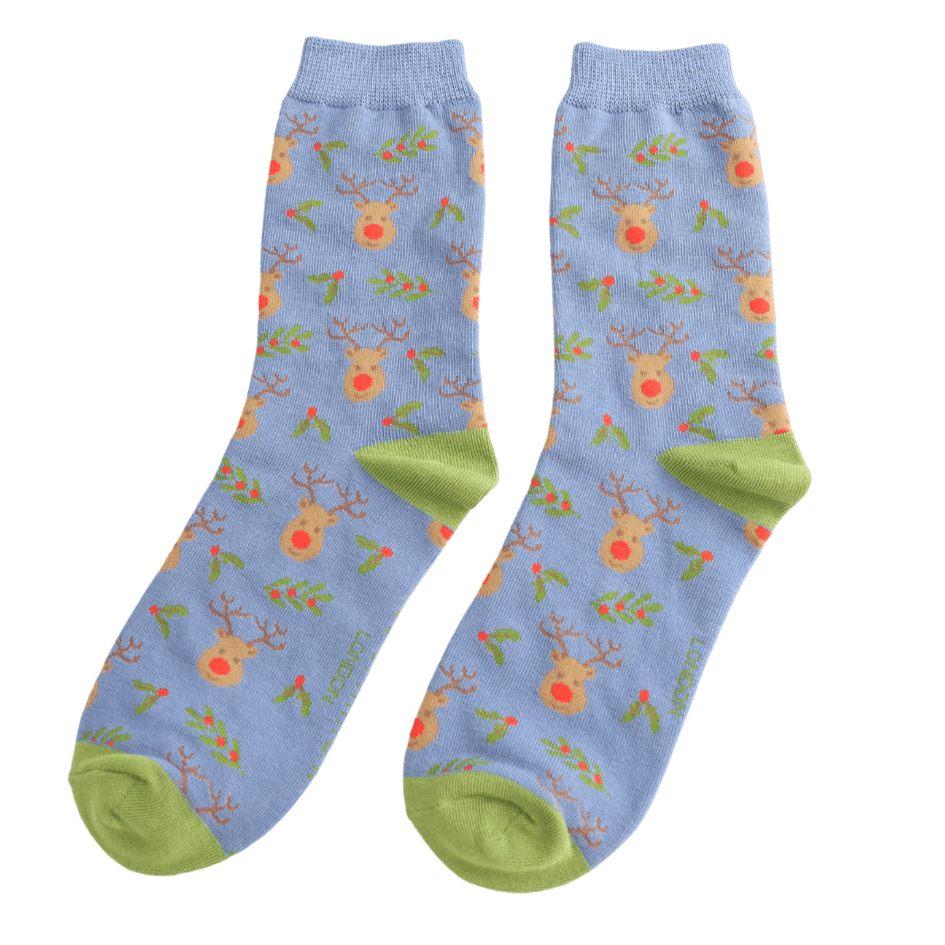 Miss Sparrow Reindeer & Holly Socks - Simply Rye