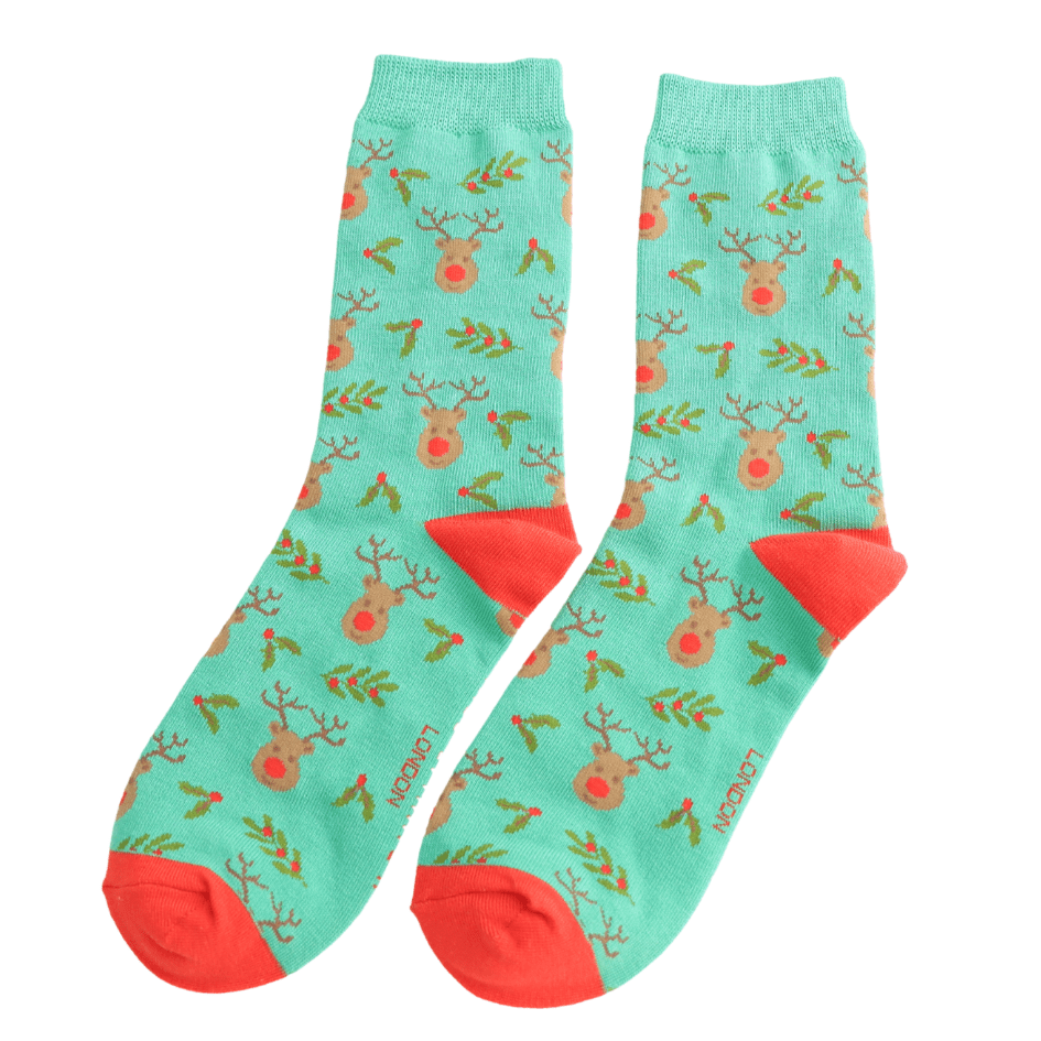 Miss Sparrow Reindeer & Holly Socks - Simply Rye