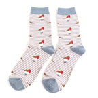 Miss Sparrow Robins on Stripes Socks - Simply Rye