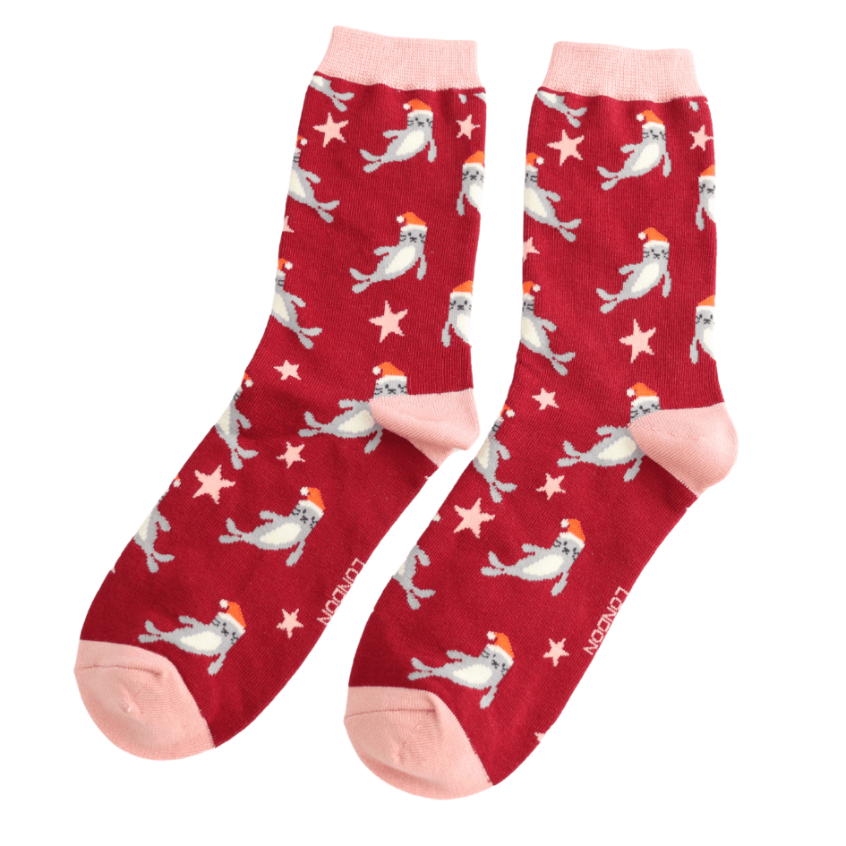 Miss Sparrow Santa Seals Socks - Simply Rye