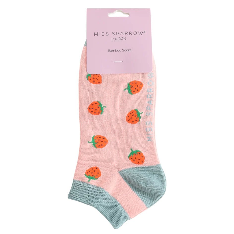 Miss Sparrow Strawberries Trainer Socks - Simply Rye