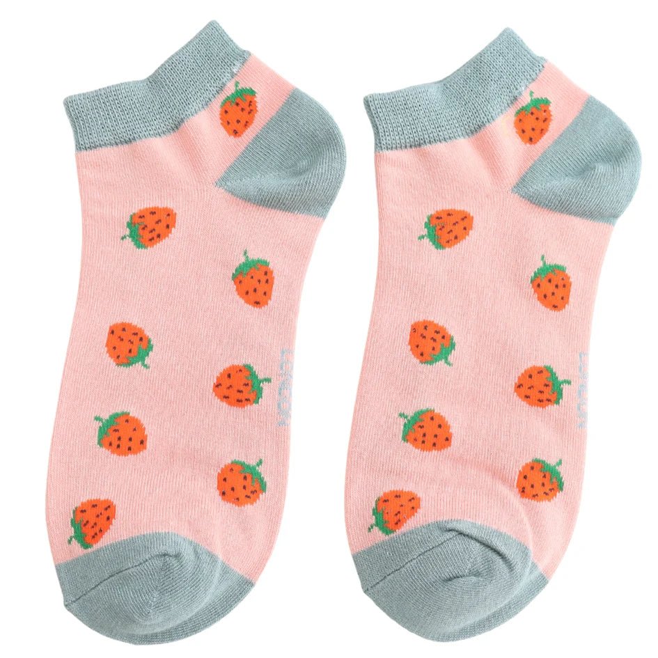 Miss Sparrow Strawberries Trainer Socks - Simply Rye