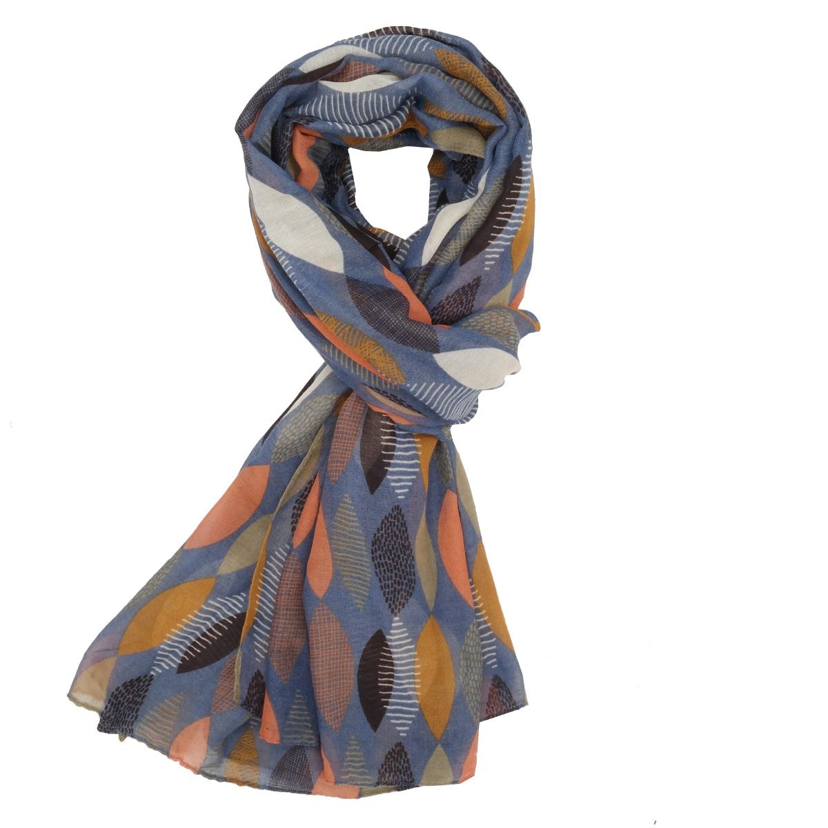 Mixed Patterned Leaves Lightweight Scarf - Simply Rye