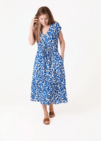 Mottled Floral V Neck Dress - Navy - Simply Rye