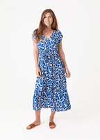 Mottled Floral V Neck Dress - Navy - Simply Rye