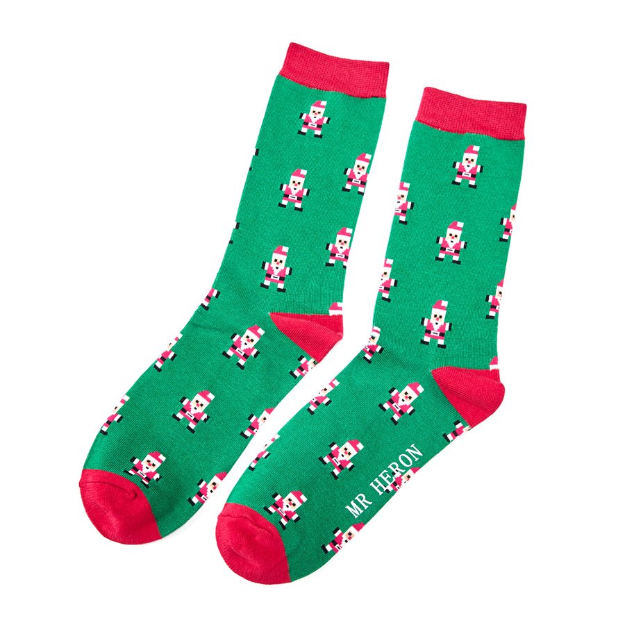 Mr Heron Pixel Santa Socks - Simply Rye