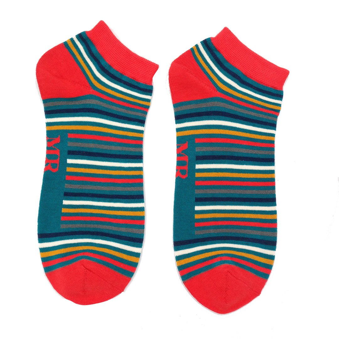 Mr Heron Vibrant Stripes Trainer Socks - Simply Rye