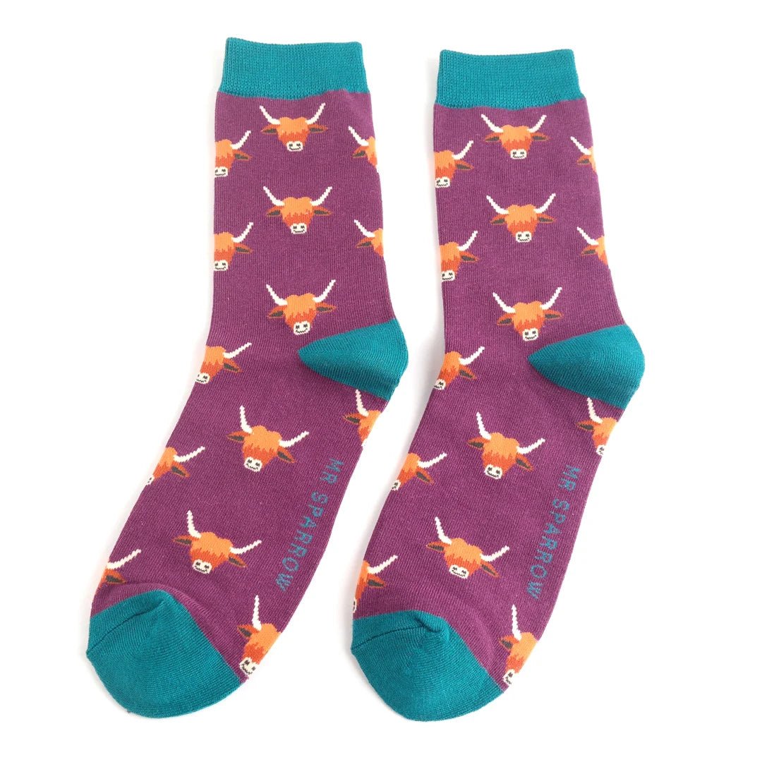 Mr Sparrow Highland Cows Socks - Simply Rye