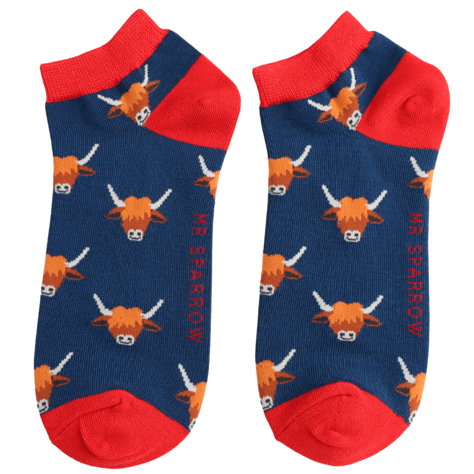 Mr Sparrow Highland Cows Trainer Socks - Simply Rye