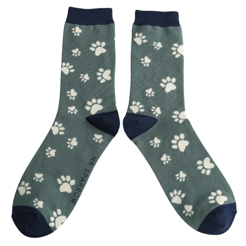 Mr Sparrow Paw Prints Socks - Simply Rye