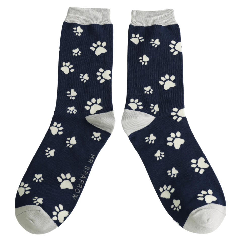 Mr Sparrow Paw Prints Socks - Simply Rye