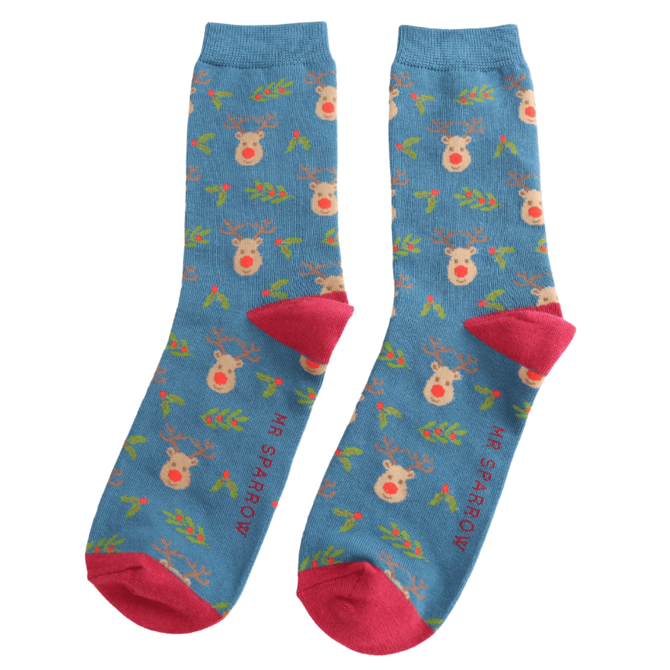 Mr Sparrow Reindeer & Holly Socks - Simply Rye