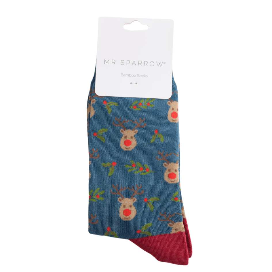 Mr Sparrow Reindeer & Holly Socks - Simply Rye
