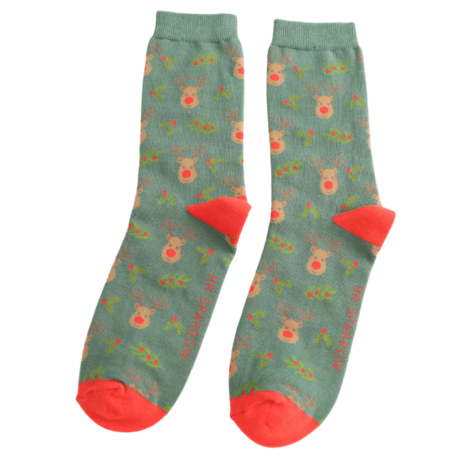 Mr Sparrow Reindeer & Holly Socks - Simply Rye