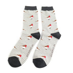 Mr Sparrow Robins on Stripes Socks - Simply Rye