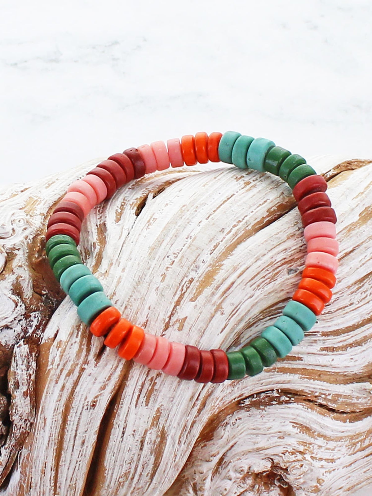 Multi Bead Bracelet - Green/Pink - Simply Rye